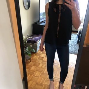 Black Sleeveless Lace Top